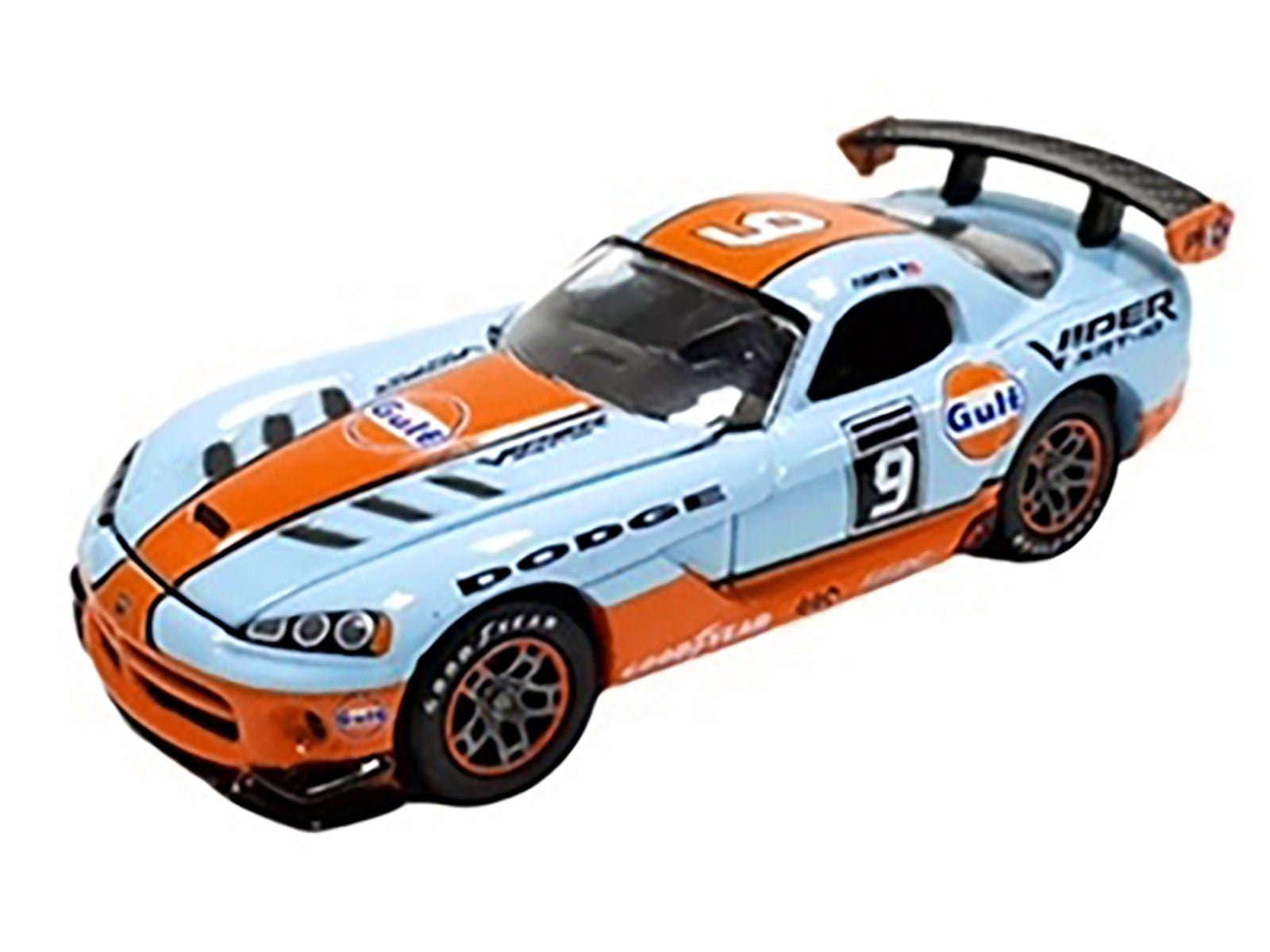 2008 Dodge Viper SRT10 9 "Gulf Oil" Light Blue and Orange Limited Edition to 2496 pieces Worldwide 1/64 Diecast Model Car by Johnny Lightning - Rapid Vehicles