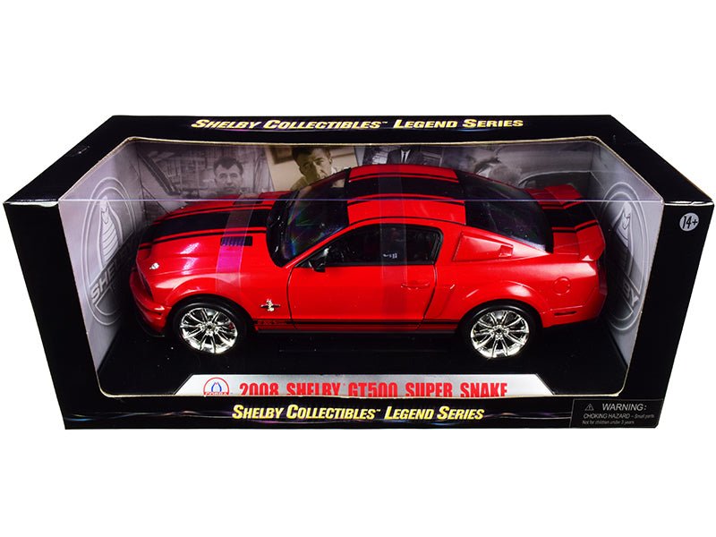 2008 Ford Shelby Mustang GT500 Super Snake Red with Black Stripes "Shelby Collectibles Legend" Series 1/18 Diecast Model Car by Shelby Collectibles free shipping USA - Rapid Vehicles