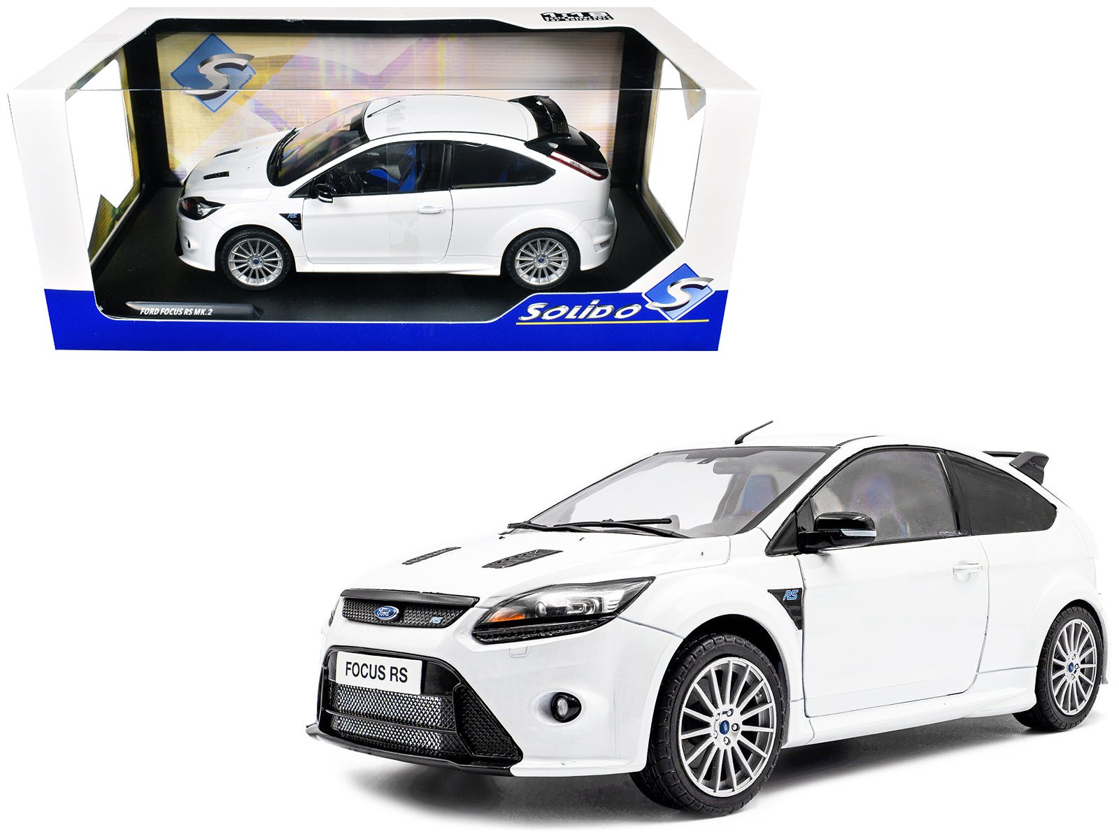 2009 Ford Focus RS MK2 Frozen White 1/18 Diecast Model Car by Solido free shipping USA - Rapid Vehicles