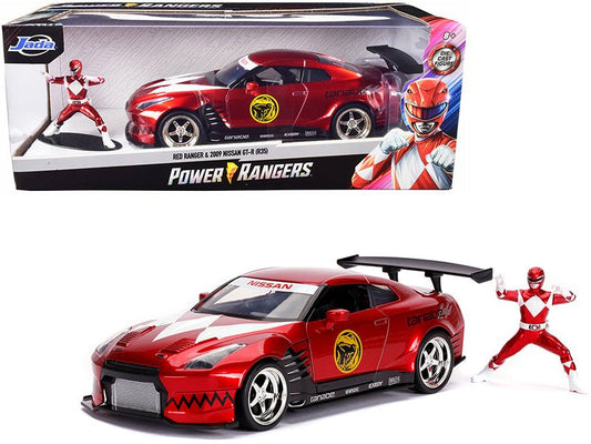 2009 Nissan GT - R (R35) Candy Red and Red Ranger Diecast Figurine "Power Rangers" 1/24 Diecast Model Car by Jada free shipping USA - Rapid Vehicles