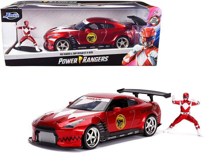 2009 Nissan GT-R (R35) Candy Red and Red Ranger Diecast Figurine "Power Rangers" 1/24 Diecast Model Car by Jada free shipping USA - Rapid Vehicles