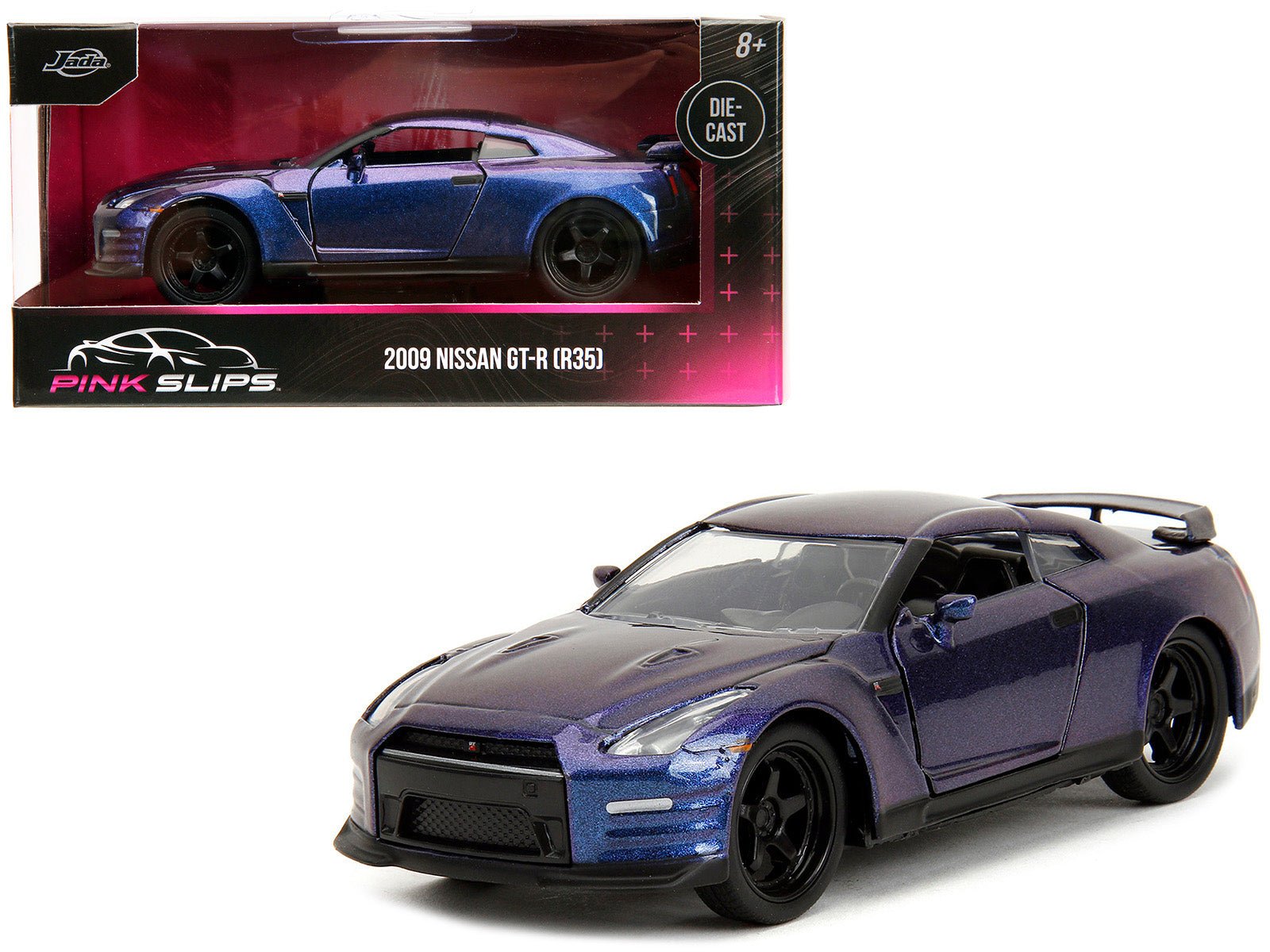 2009 Nissan GT - R (R35) Purple Metallic "Pink Slips" Series 1/32 Diecast Model Car by Jada free shipping USA - Rapid Vehicles