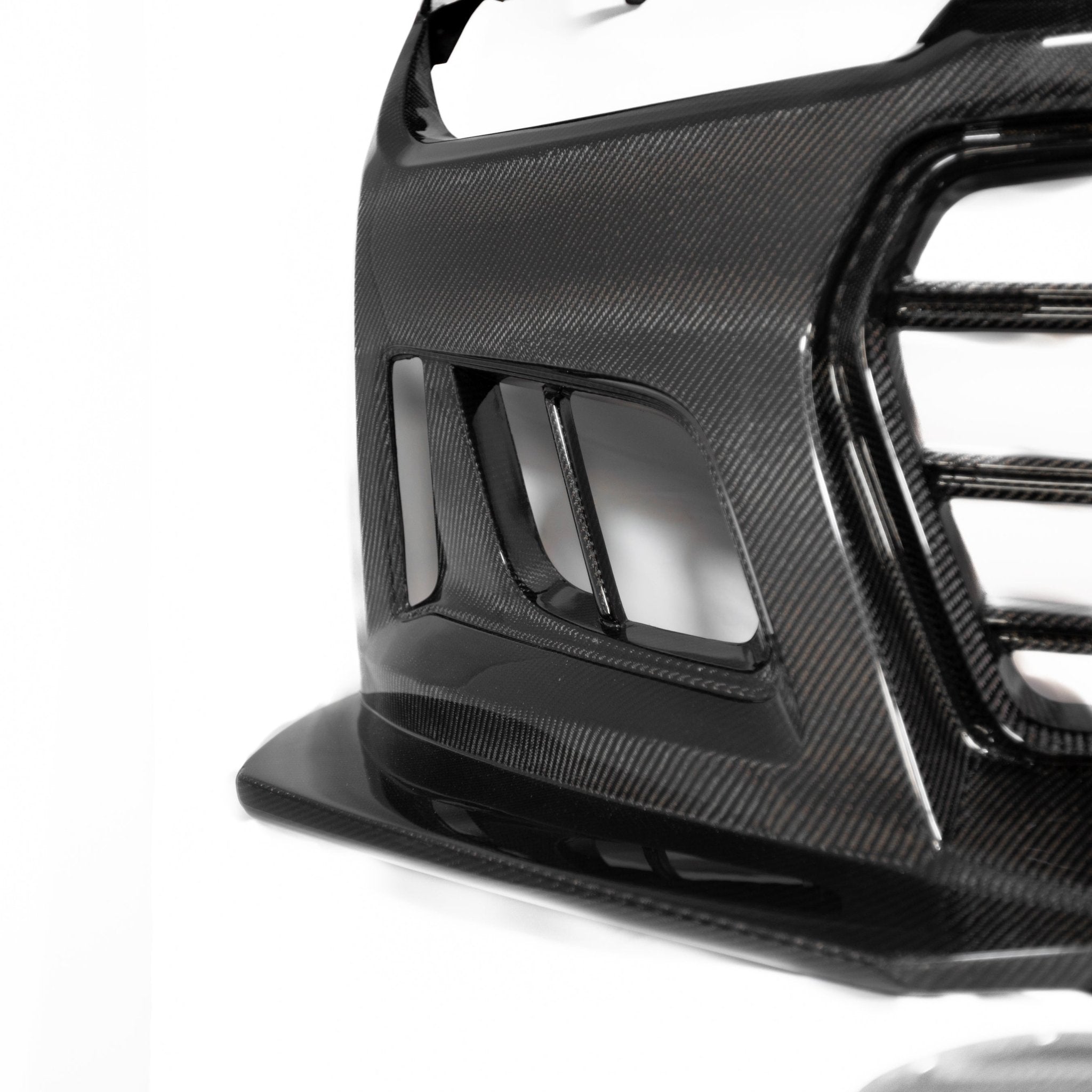 2010-2015 Chevy Camaro Black Panther 1PC Full Gloss Carbon Fiber Track Package Front Bumper Conversion - Rapid Vehicles
