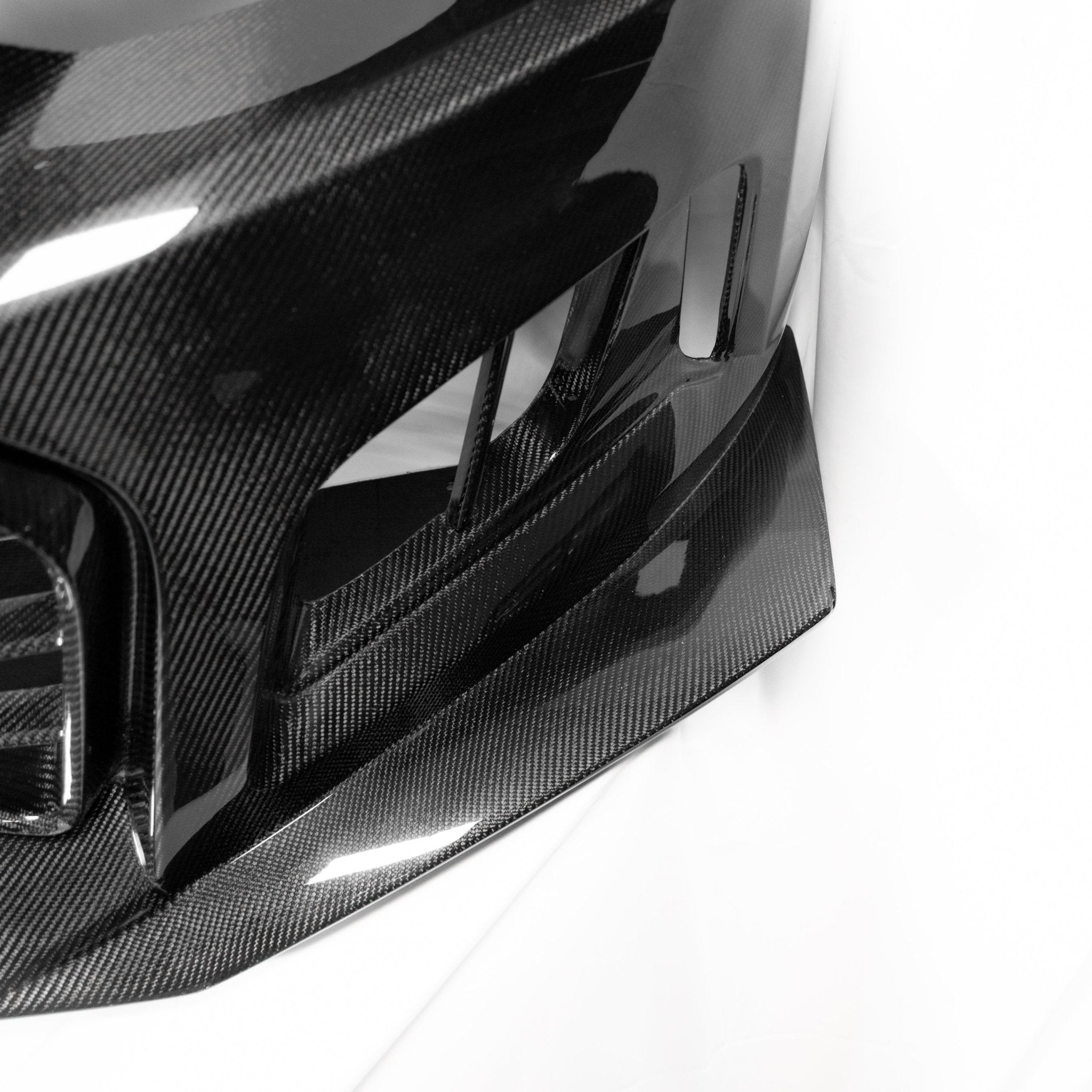 2010-2015 Chevy Camaro Black Panther 1PC Full Gloss Carbon Fiber Track Package Front Bumper Conversion - Rapid Vehicles