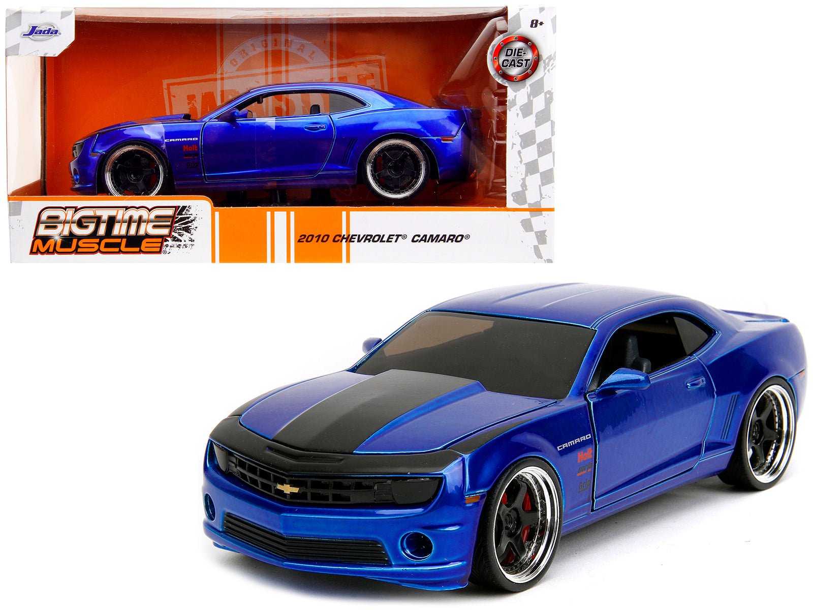 2010 Chevrolet Camaro Candy Blue with Black Hood "Bigtime Muscle" Series 1/24 Diecast Model Car by Jada free shipping USA - Rapid Vehicles