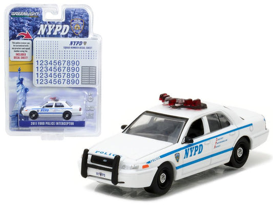 2011 Ford Crown Victoria Police New York Police Department (NYPD) with NYPD Squad Number Decal Sheet Hobby Exclusive 1/64 Diecast Model Car by Greenlight free shipping USA - Rapid Vehicles