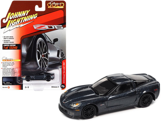 2012 Chevrolet Corvette Z06 Supersonic Blue Metallic "Classic Gold Collection" Series Limited Edition to 12240 pieces Worldwide 1/64 Diecast Model Car by Johnny Lightning free shipping USA - Rapid Vehicles