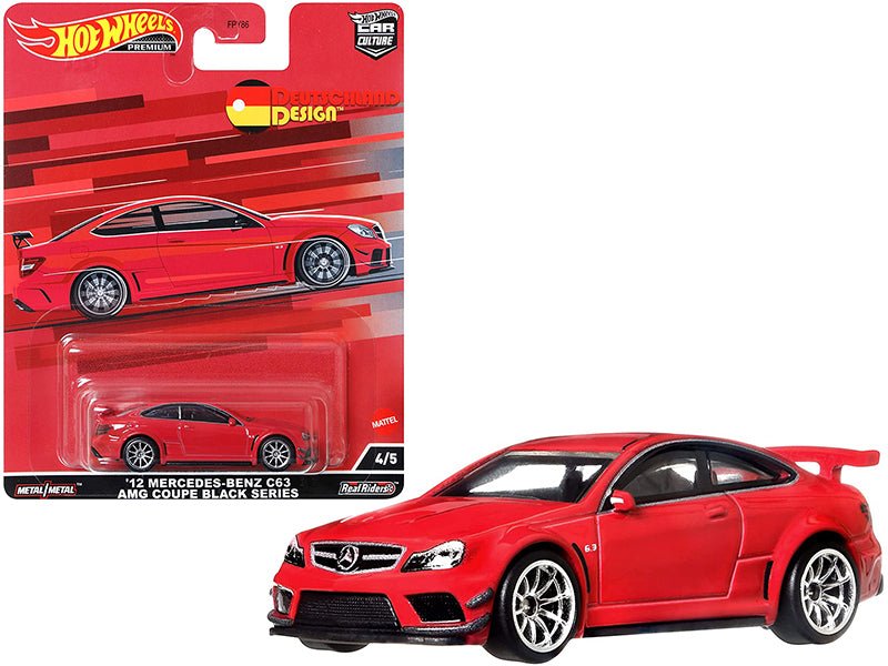 2012 Mercedes Benz C63 AMG Coupe Black Series Red "Deutschland Design" Series Diecast Model Car by Hot Wheels free shipping USA - Rapid Vehicles
