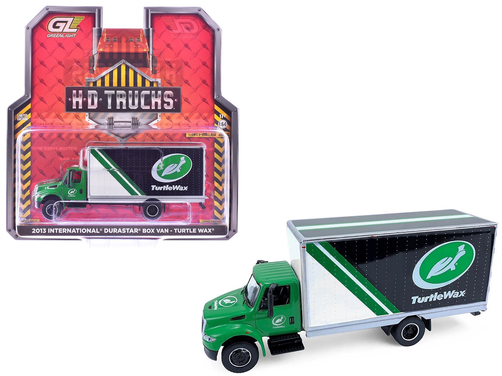 2013 International Durastar Box Van "Turtle Wax" Green "H.D. Trucks" Series 26 1/64 Diecast Model Car by Greenlight free shipping USA - Rapid Vehicles