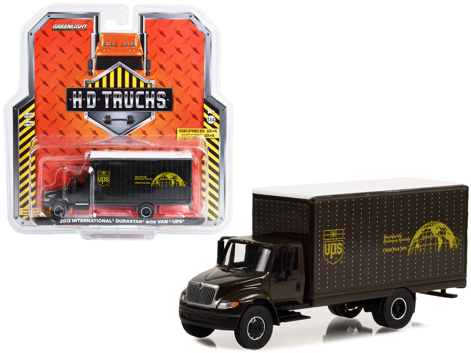 2013 International Durastar Box Van "UPS (United Parcel Service) Worldwide Delivery Service" "Heavy Duty H.D. Trucks" Series 24 1/64 Diecast Model Car by Greenlight free shipping USA - Rapid Vehicles