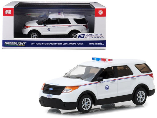 2014 Ford Interceptor Utility Postal Police "United States Postal Service" (USPS) White 1/43 Diecast Model Car by Greenlight free shipping USA - Rapid Vehicles
