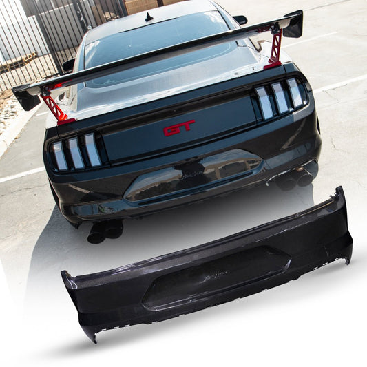 2015-2023 Ford Mustang GT500 Style Double Sided Full Carbon Fiber Track Package Rear Bumper Conversion - Rapid Vehicles