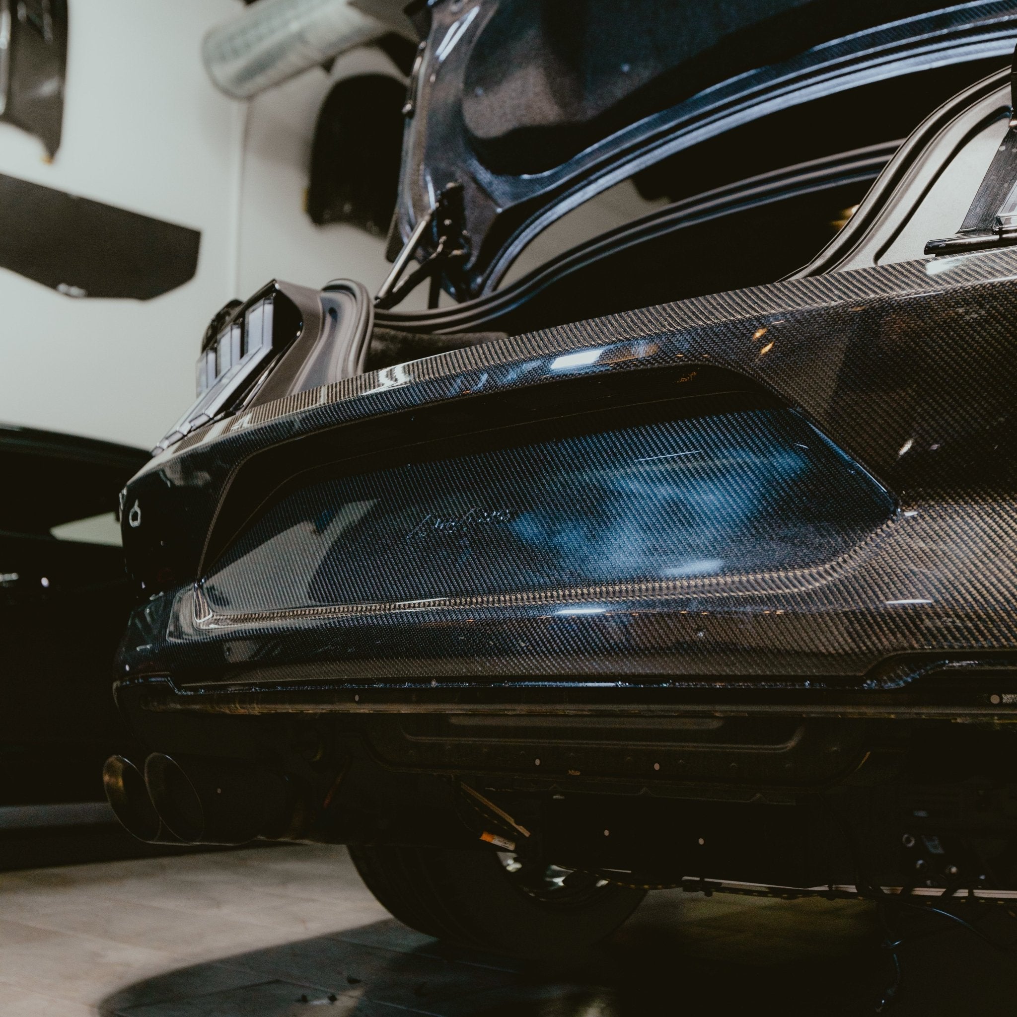 2015-2023 Ford Mustang GT500 Style Double Sided Full Carbon Fiber Track Package Rear Bumper Conversion - Rapid Vehicles