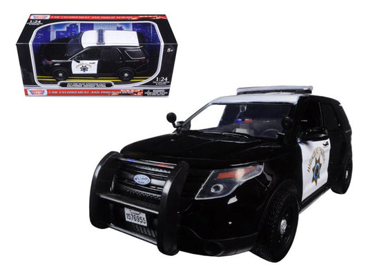 2015 Ford Interceptor Police Utility "California Highway Patrol" (CHP) Black and White 1/24 Diecast Model Car by Motormax free shipping USA - Rapid Vehicles