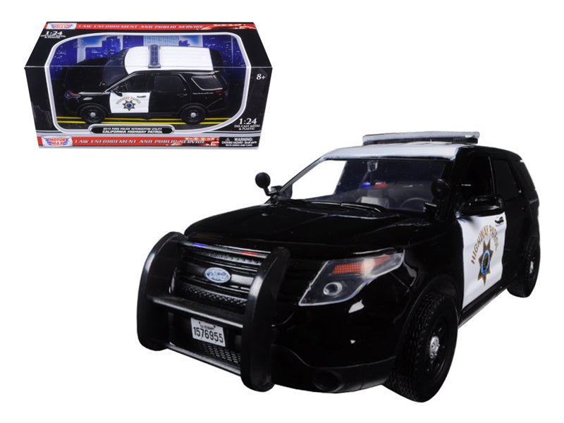 2015 Ford Interceptor Police Utility "California Highway Patrol" (CHP) Black and White 1/24 Diecast Model Car by Motormax free shipping USA - Rapid Vehicles