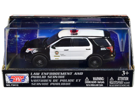 2015 Ford Police Interceptor Utility Black and White "LAPD (Los Angeles Police Department)" 1/43 Diecast Model Car by Motormax free shipping USA - Rapid Vehicles