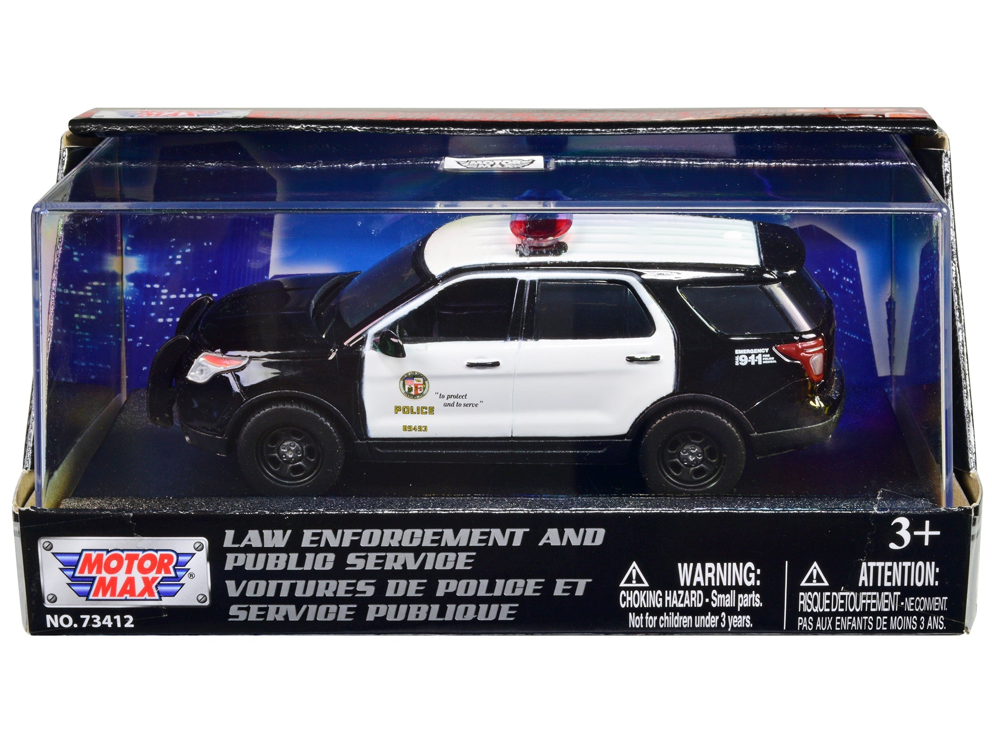 2015 Ford Police Interceptor Utility Black and White "LAPD (Los Angeles Police Department)" 1/43 Diecast Model Car by Motormax free shipping USA - Rapid Vehicles