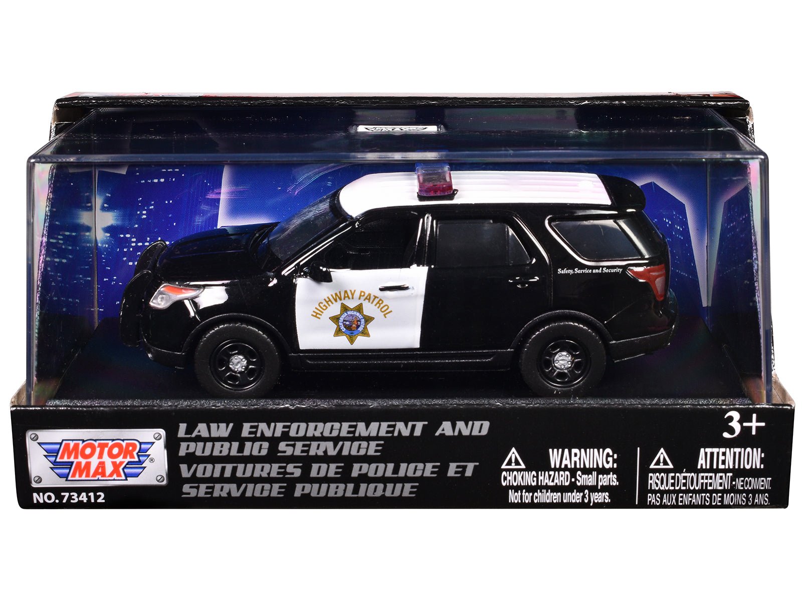 2015 Ford Police Interceptor Utility "California Highway Patrol" Black and White "Law Enforcement and Public Service" Series 1/43 Diecast Model Car by Motormax free shipping USA - Rapid Vehicles