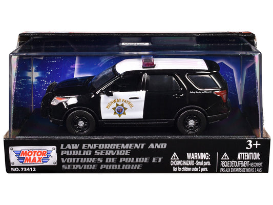 2015 Ford Police Interceptor Utility "California Highway Patrol" Black and White "Law Enforcement and Public Service" Series 1/43 Diecast Model Car by Motormax free shipping USA - Rapid Vehicles