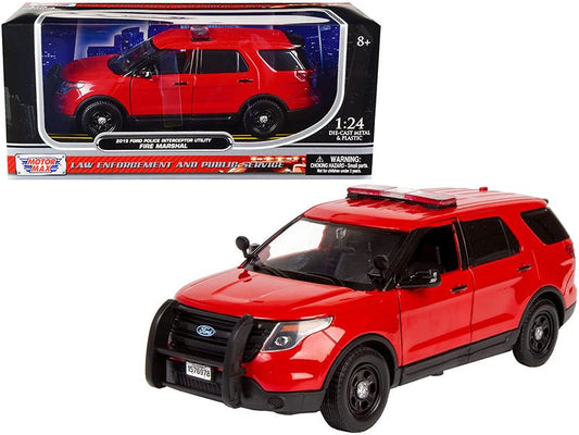 2015 Ford Police Interceptor Utility "Fire Marshal" Plain Red 1/24 Diecast Model Car by Motormax free shipping USA - Rapid Vehicles