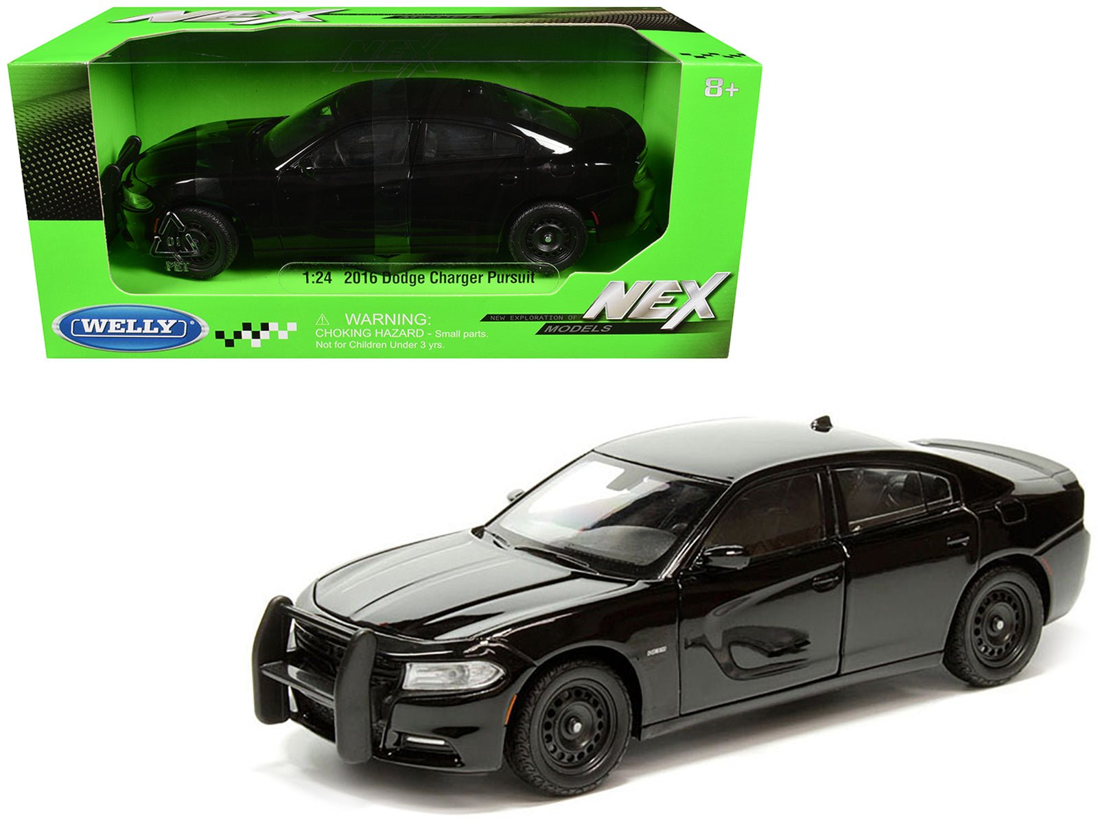 2016 Dodge Charger Pursuit Police Interceptor Black Unmarked "Police Pursuit" Series 1/24 Diecast Model Car by Welly free shipping USA - Rapid Vehicles