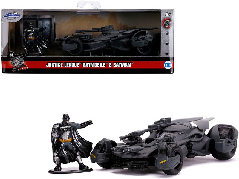 2017 Batmobile with Diecast Batman Figurine "Justice League" (2017) Movie "DC Comics" "Hollywood Rides" Series 1/32 Diecast Model Car by Jada free shipping USA - Rapid Vehicles