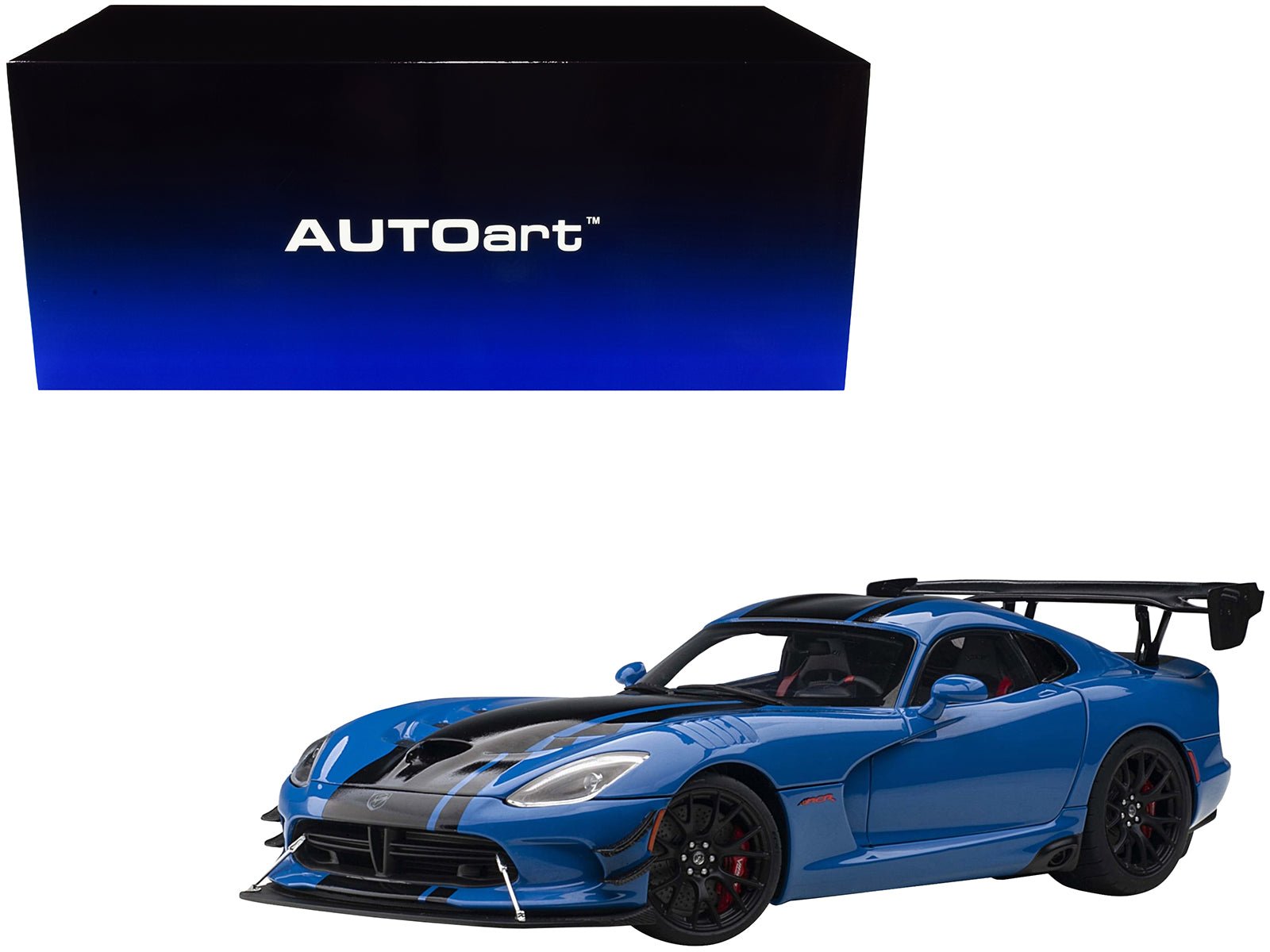 2017 Dodge Viper ACR Competition Blue with Black Stripes 1/18 Model Car by Autoart free shipping USA - Rapid Vehicles