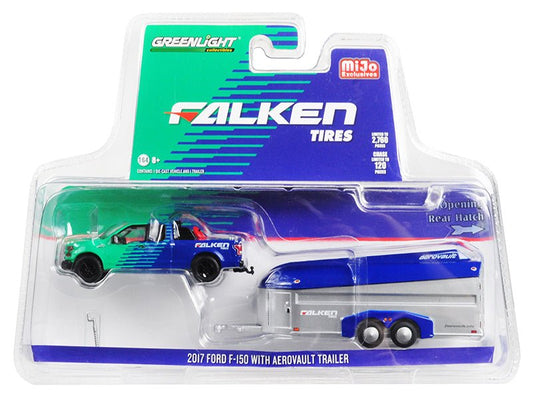 2017 Ford F-150 Pickup Truck and Aerovault Trailer "Falken Tires" Limited Edition to 2760 pieces Worldwide 1/64 Diecast Model Car by Greenlight free shipping USA - Rapid Vehicles