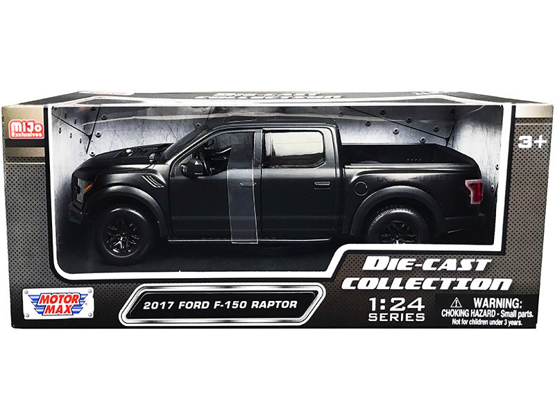 2017 Ford F-150 Raptor Pickup Truck with Sunroof Matt Black "Die-Cast Collection" Series 1/24 Diecast Model Car by Motormax free shipping USA - Rapid Vehicles