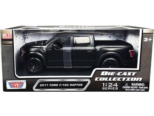 2017 Ford F-150 Raptor Pickup Truck with Sunroof Matt Black "Die-Cast Collection" Series 1/24 Diecast Model Car by Motormax free shipping USA - Rapid Vehicles