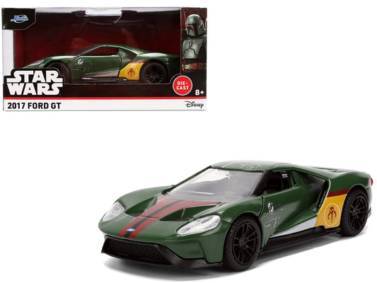 2017 Ford GT "Boba Fett" Livery Dark Green with Graphics "Star Wars" Franchise "Hollywood Rides" Series 1/32 Diecast Model Car by Jada free shipping USA - Rapid Vehicles