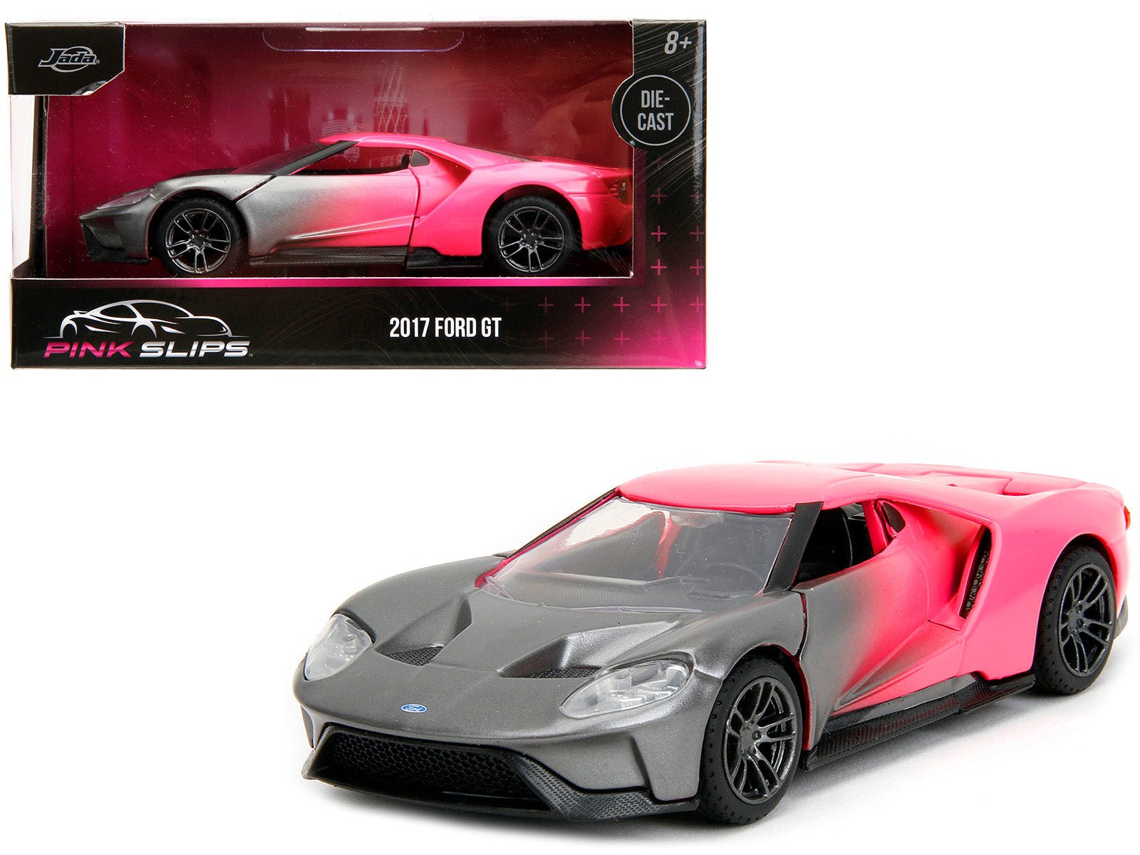 2017 Ford GT Gray Metallic and Pink Gradient "Pink Slips" Series 1/32 Diecast Model Car by Jada free shipping USA - Rapid Vehicles
