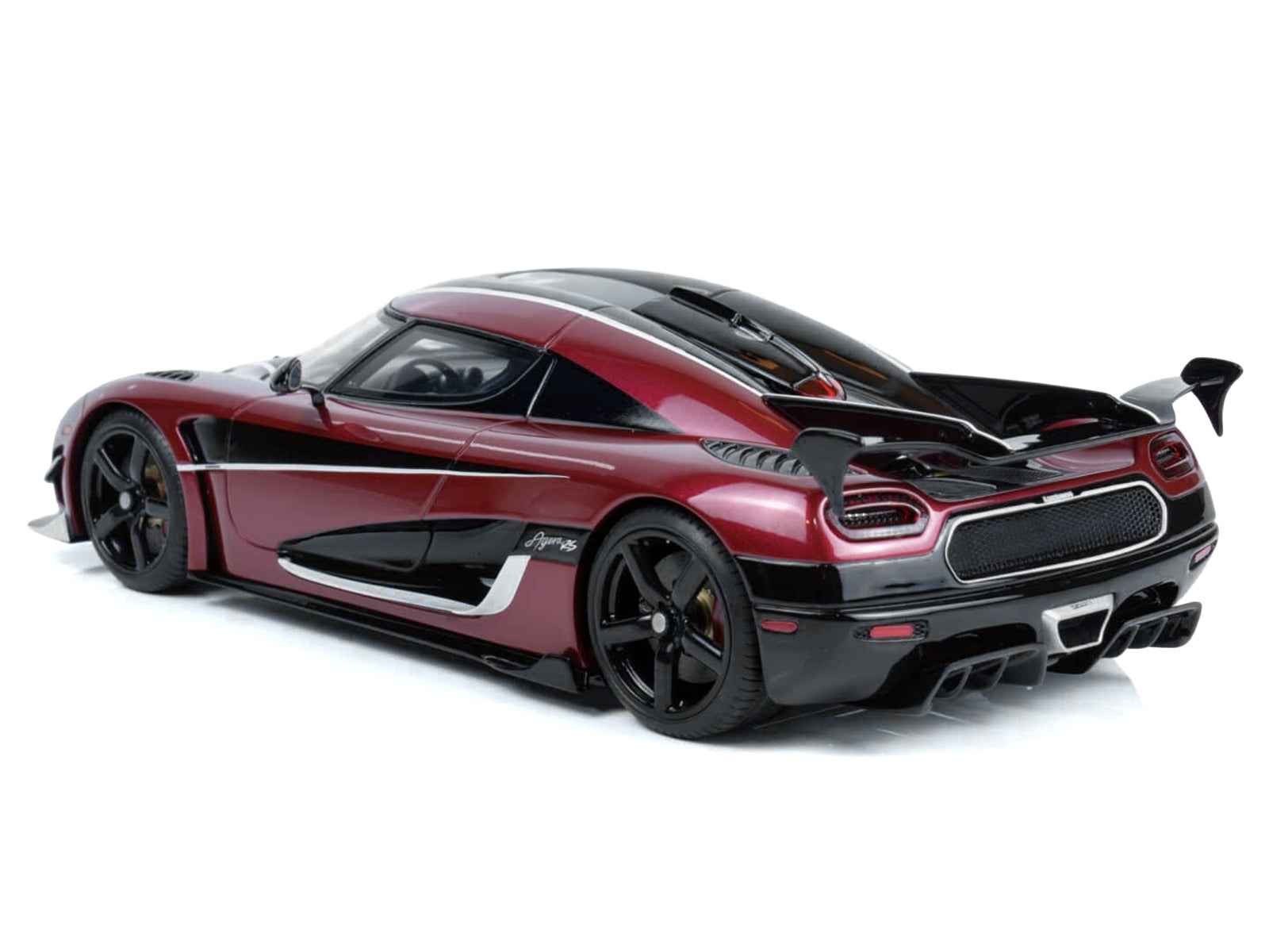 2017 Koenigsegg Agera RS Deep Red Metallic with Black Stripes 1/18 Model Car by GT Spirit - Rapid Vehicles