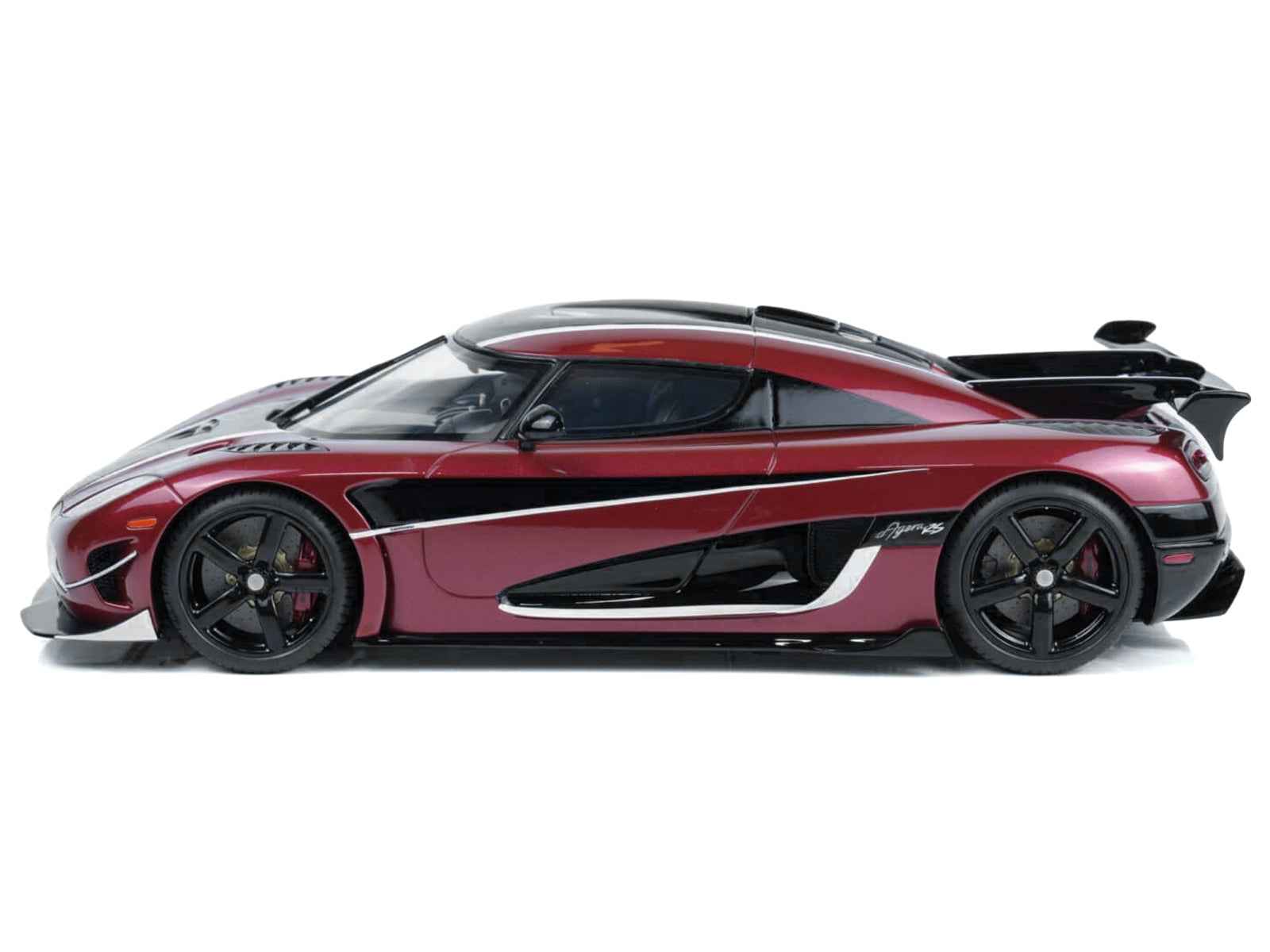 2017 Koenigsegg Agera RS Deep Red Metallic with Black Stripes 1/18 Model Car by GT Spirit - Rapid Vehicles