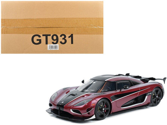 2017 Koenigsegg Agera RS Deep Red Metallic with Black Stripes 1/18 Model Car by GT Spirit free shipping USA - Rapid Vehicles