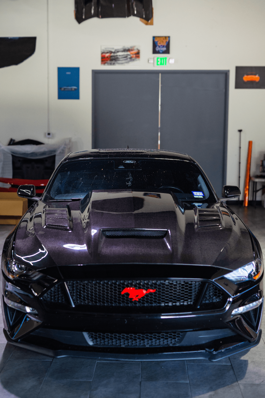 2018-2023 Ford Mustang Gloss Carbon Fiber Hood Terminator Aggressive Style - Rapid Vehicles
