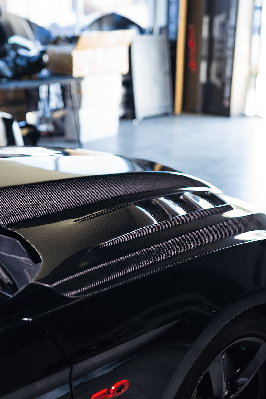2018-2023 Ford Mustang Gloss Carbon Fiber Hood Terminator Aggressive Style - Rapid Vehicles