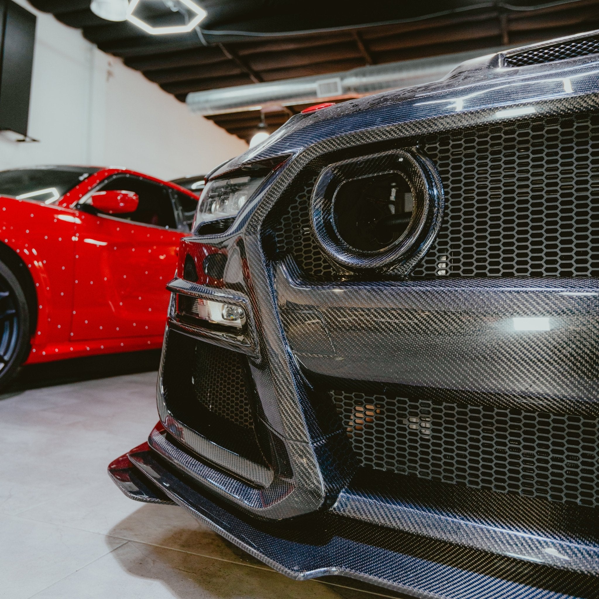 2018-2023 Ford Mustang GT500/Mach1 Combo Double Sided Full Carbon Fiber Track Package Front Bumper Conversion - Rapid Vehicles
