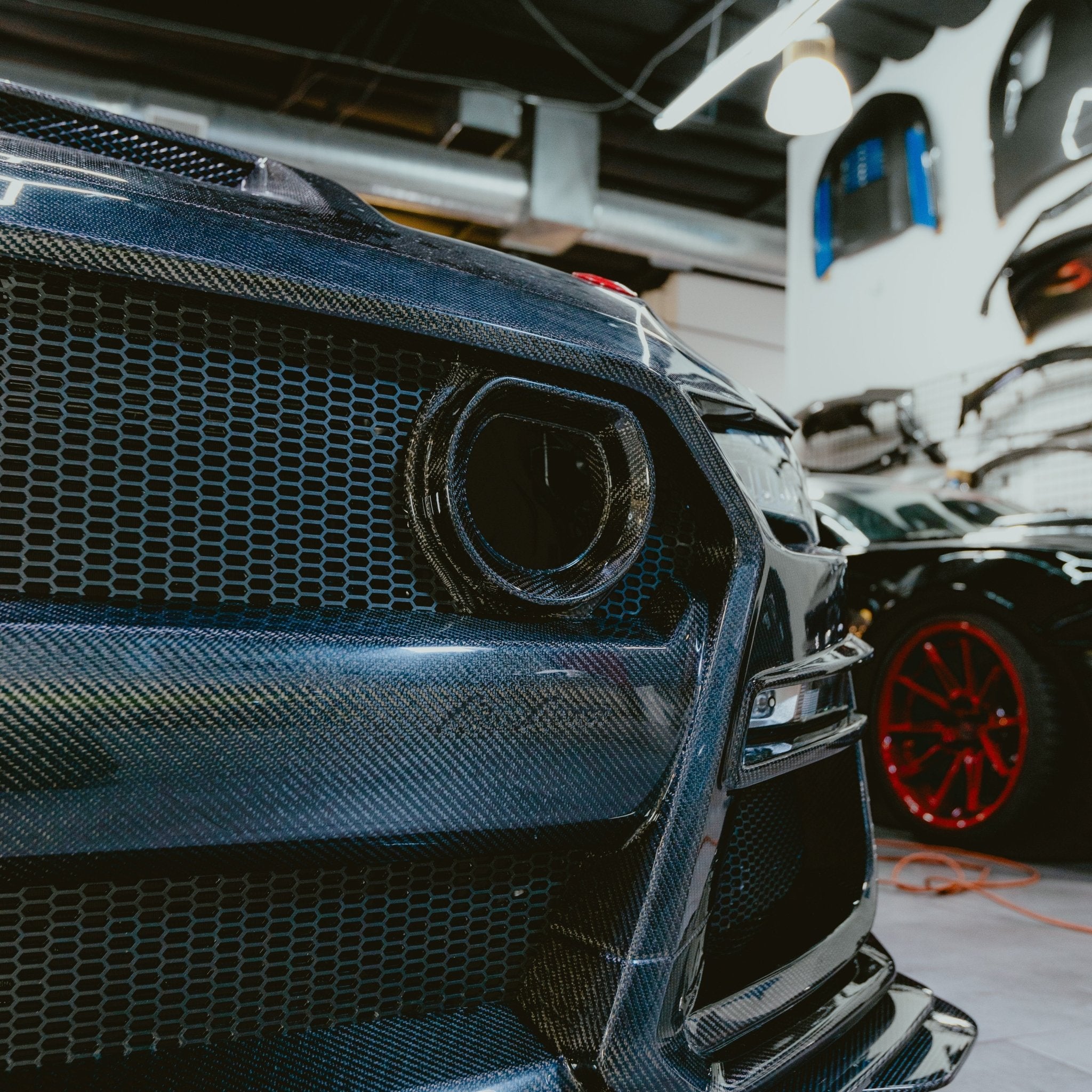 2018-2023 Ford Mustang GT500/Mach1 Combo Double Sided Full Carbon Fiber Track Package Front Bumper Conversion - Rapid Vehicles