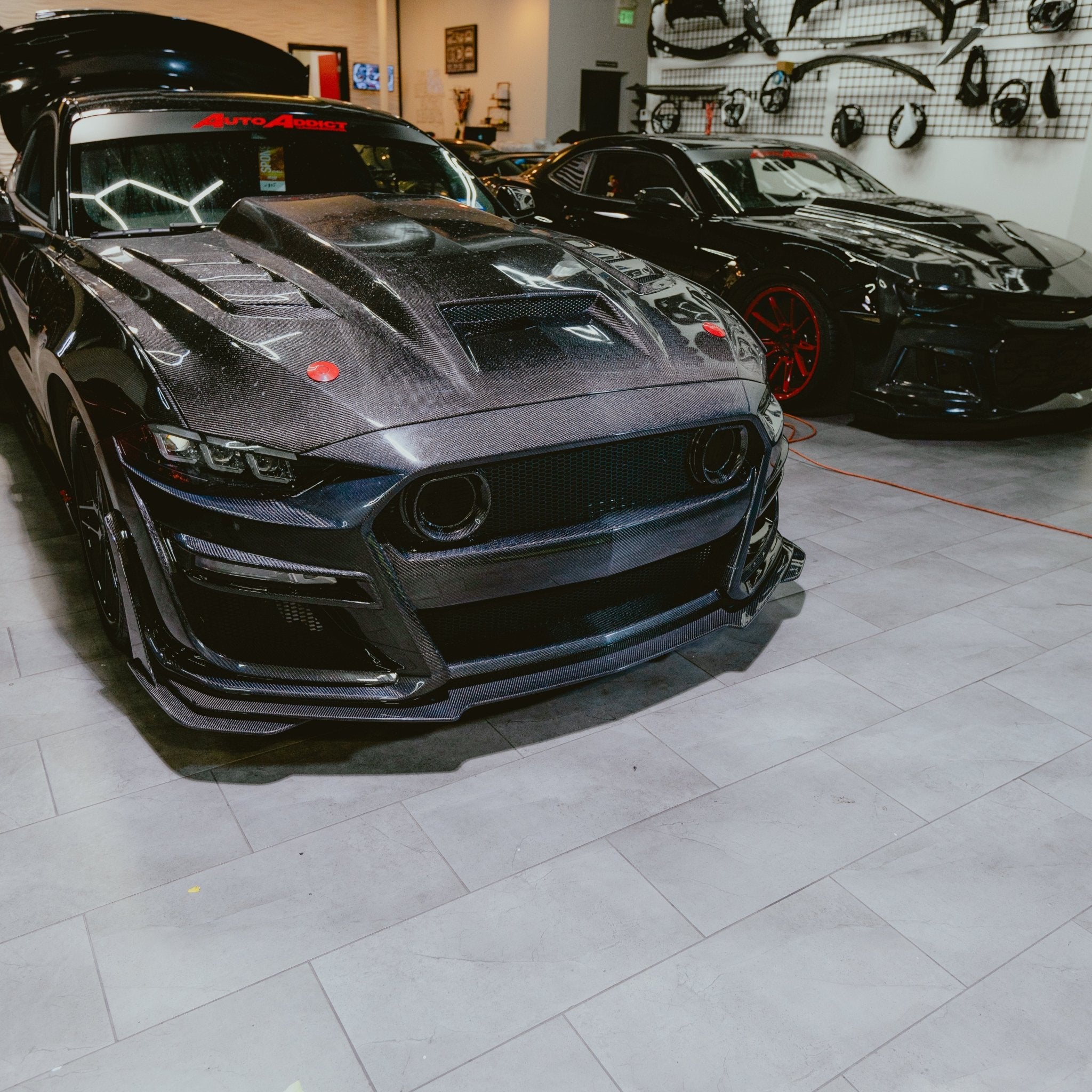 2018-2023 Ford Mustang GT500/Mach1 Combo Double Sided Full Carbon Fiber Track Package Front Bumper Conversion - Rapid Vehicles