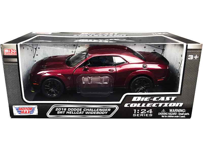 2018 Dodge Challenger SRT Hellcat Widebody Burgundy Metallic "Die-Cast Collection" Series 1/24 Diecast Model Car by Motormax - Rapid Vehicles