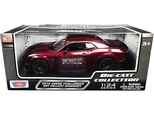 2018 Dodge Challenger SRT Hellcat Widebody Burgundy Metallic "Die-Cast Collection" Series 1/24 Diecast Model Car by Motormax - Rapid Vehicles