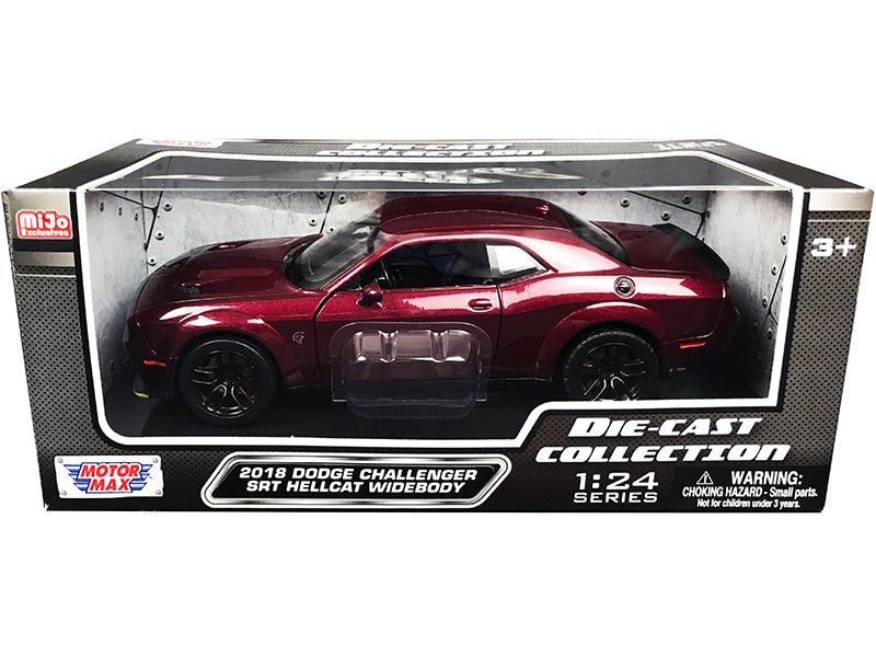 2018 Dodge Challenger SRT Hellcat Widebody Burgundy Metallic "Die - Cast Collection" Series 1/24 Diecast Model Car by Motormax free shipping USA - Rapid Vehicles