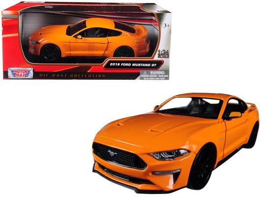 2018 Ford Mustang GT 5.0 Orange with Black Wheels 1/24 Diecast Model Car by Motormax free shipping USA - Rapid Vehicles