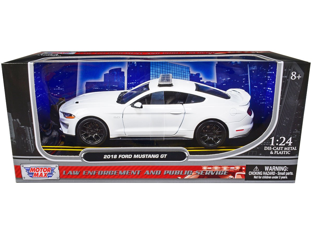 2018 Ford Mustang GT Police Car Unmarked Plain White "Law Enforcement and Public Service" Series 1/24 Diecast Model Car by Motormax free shipping USA - Rapid Vehicles