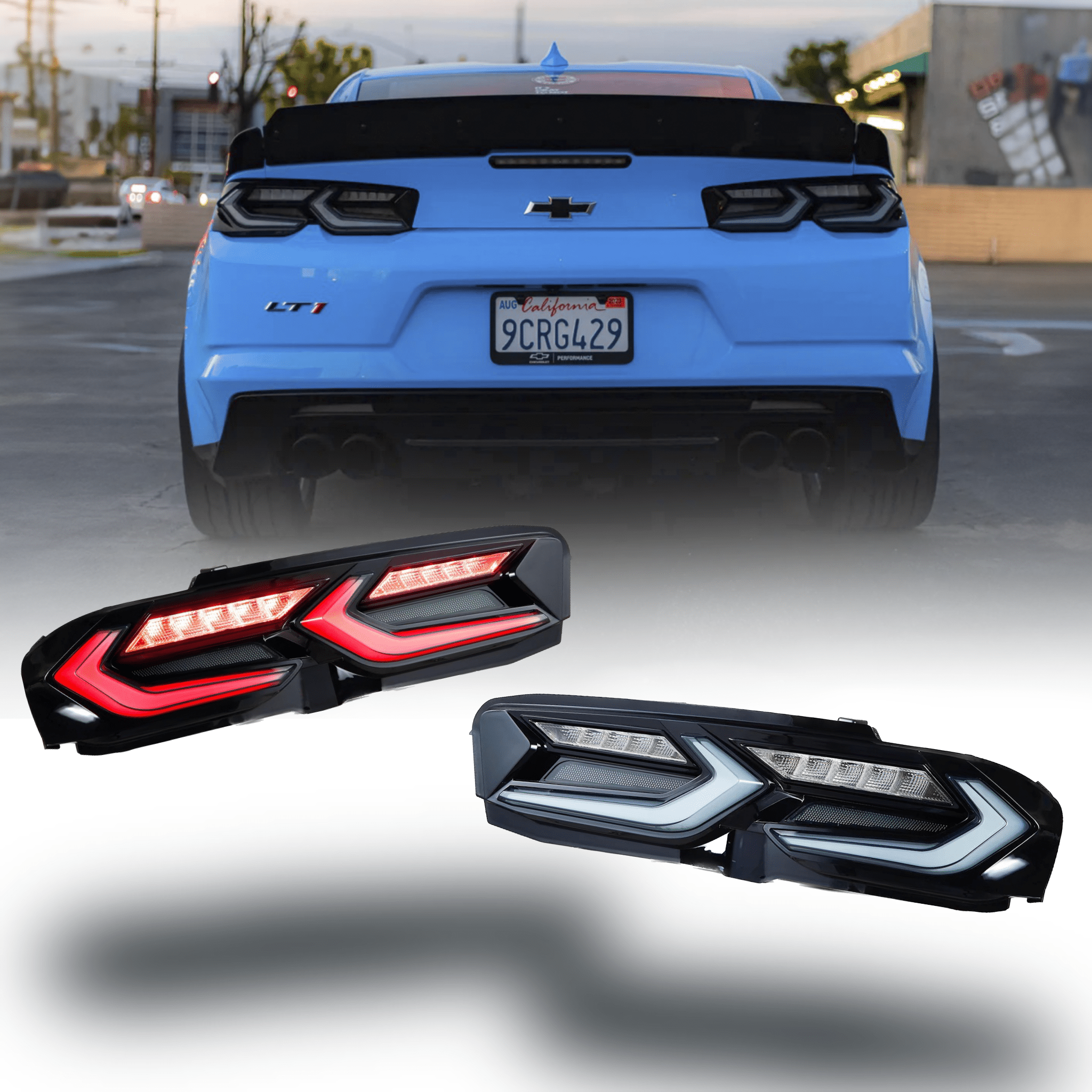 2019-2025 CHEVY CAMARO UMBRA LED TAILLIGHTS GLOSS BLACK/SMOKE LENS - Rapid Vehicles