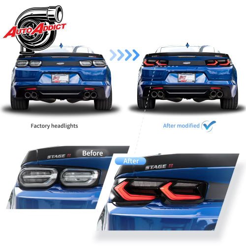 2019-2025 CHEVY CAMARO UMBRA LED TAILLIGHTS GLOSS BLACK/SMOKE LENS - Rapid Vehicles