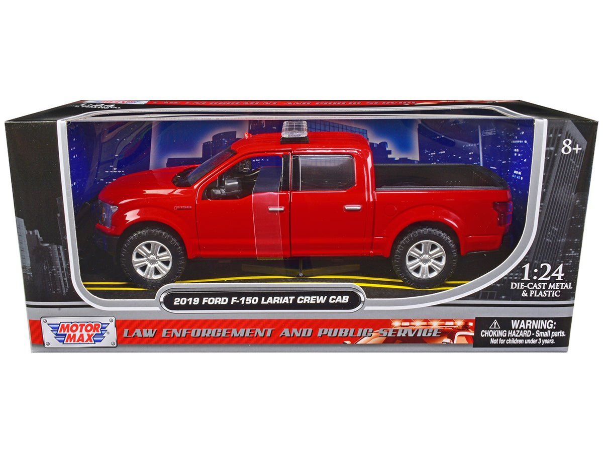 2019 Ford F - 150 Lariat Crew Cab Pickup Truck Unmarked Fire Department Red "Law Enforcement and Public Service" Series 1/24 Diecast Model Car by Motormax free shipping USA - Rapid Vehicles