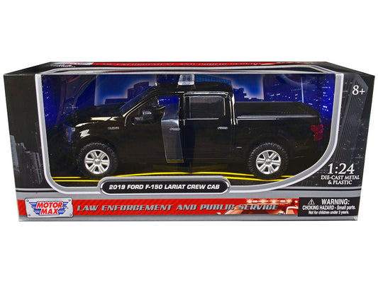 2019 Ford F - 150 Lariat Crew Cab Pickup Truck Unmarked Plain Black "Law Enforcement and Public Service" Series 1/24 Diecast Model Car by Motormax free shipping USA - Rapid Vehicles