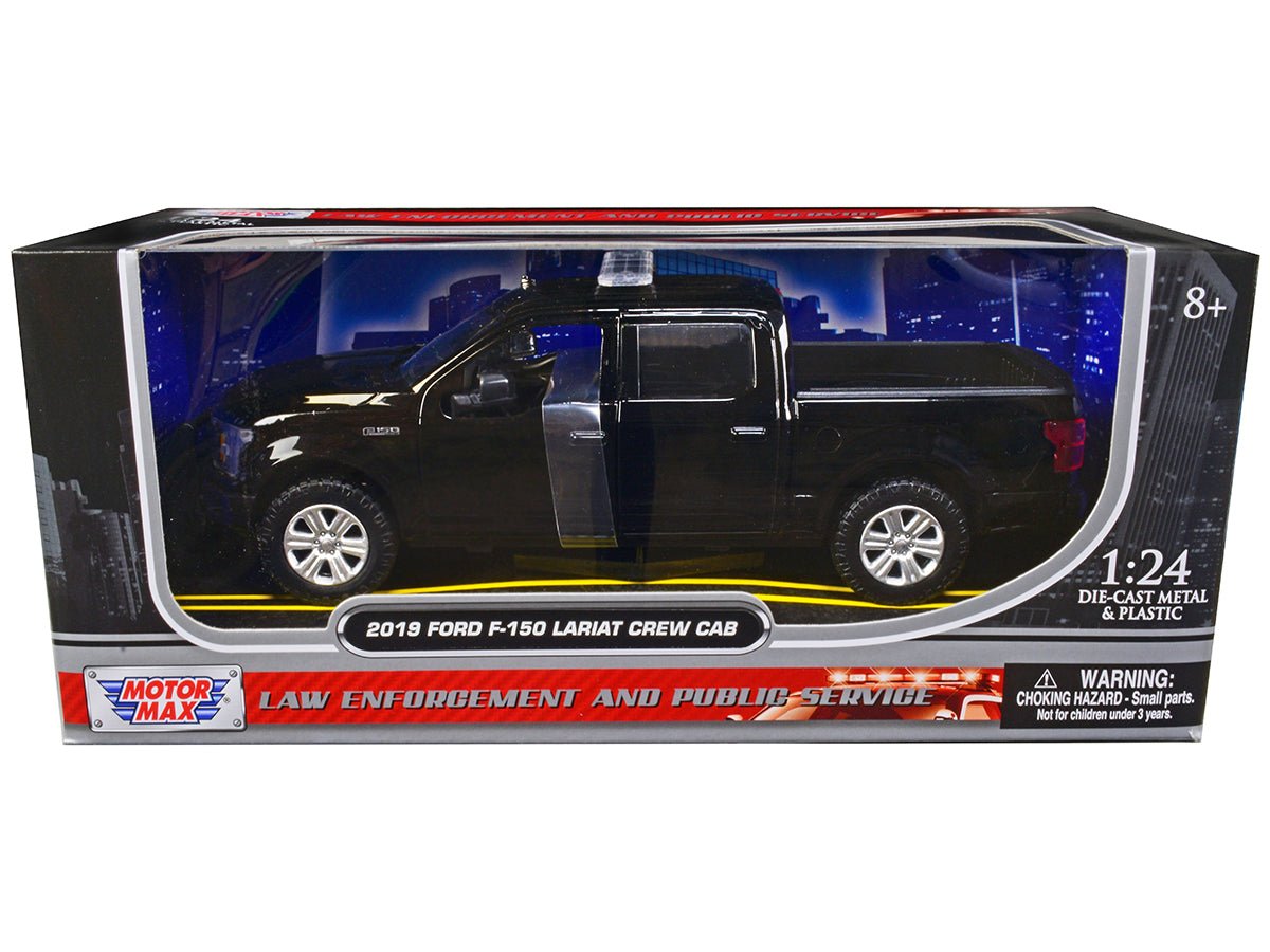 2019 Ford F - 150 Lariat Crew Cab Pickup Truck Unmarked Plain Black "Law Enforcement and Public Service" Series 1/24 Diecast Model Car by Motormax free shipping USA - Rapid Vehicles